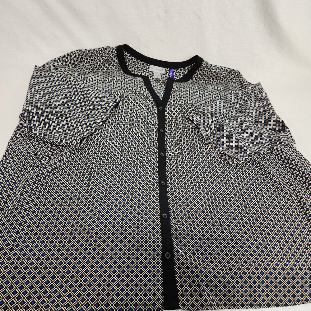 Catherines Multicolor Geometric Full Button Down … - image 6